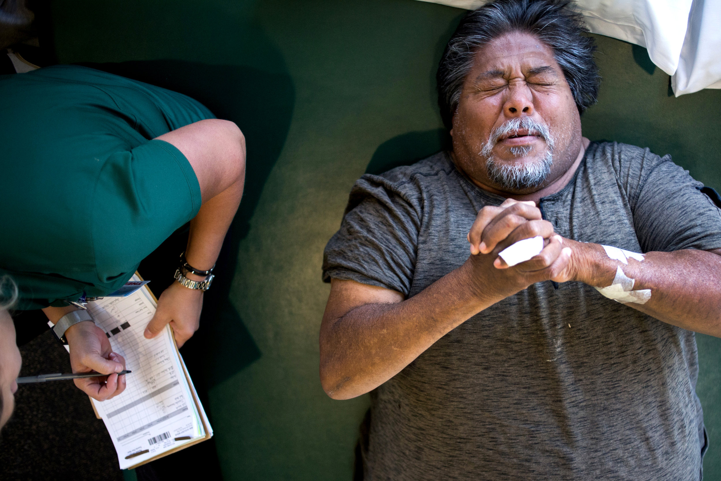  Richard Mata, 54, attends weekly physical therapy appointments to strengthen the muscles in his legs after an accident left him paralyzed from the waist down. 