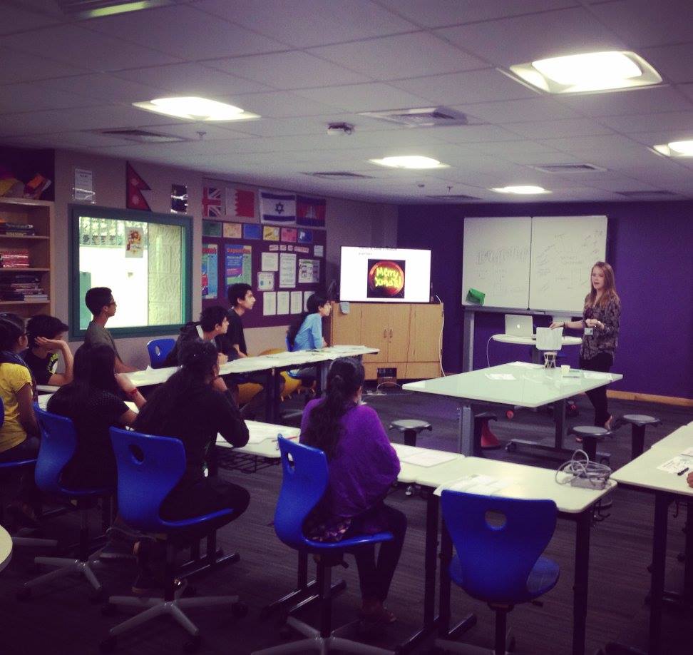Leading a creative synthetic biology workshop at American School of Bombay.