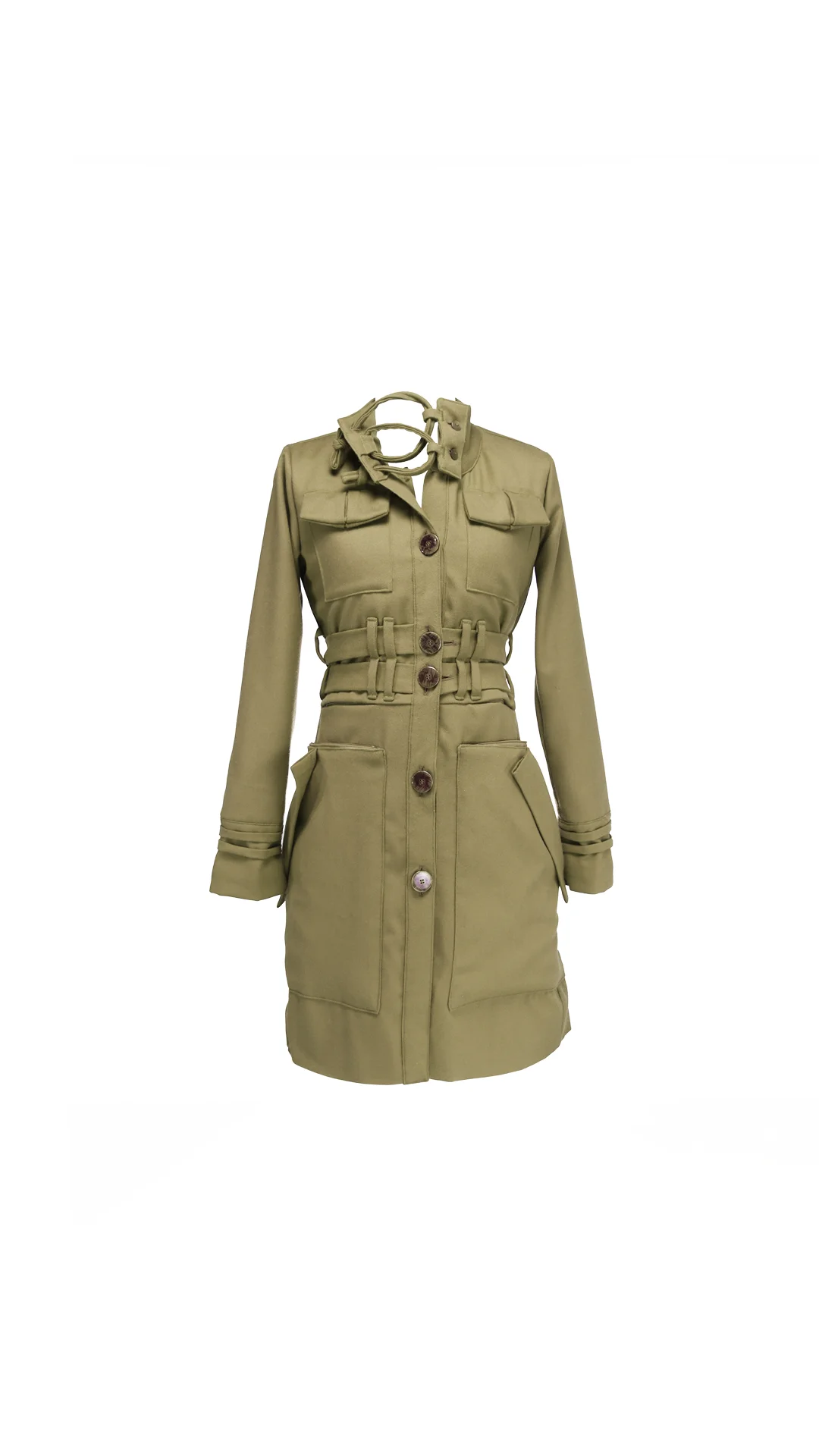 Taupe Weather Resistant Wool Gabardine - Womens Reign Jacket