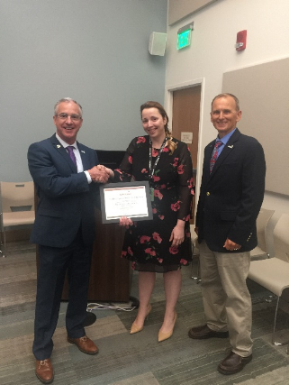 Marija Jovanovic receives her FSI Employee of the Quarter for the second Quarter Certificate. Pictured Left to right: Yorktown CEO Bryan Dyer, Marija Jovanovic, and VP Business Solutions Division Chris Hardy