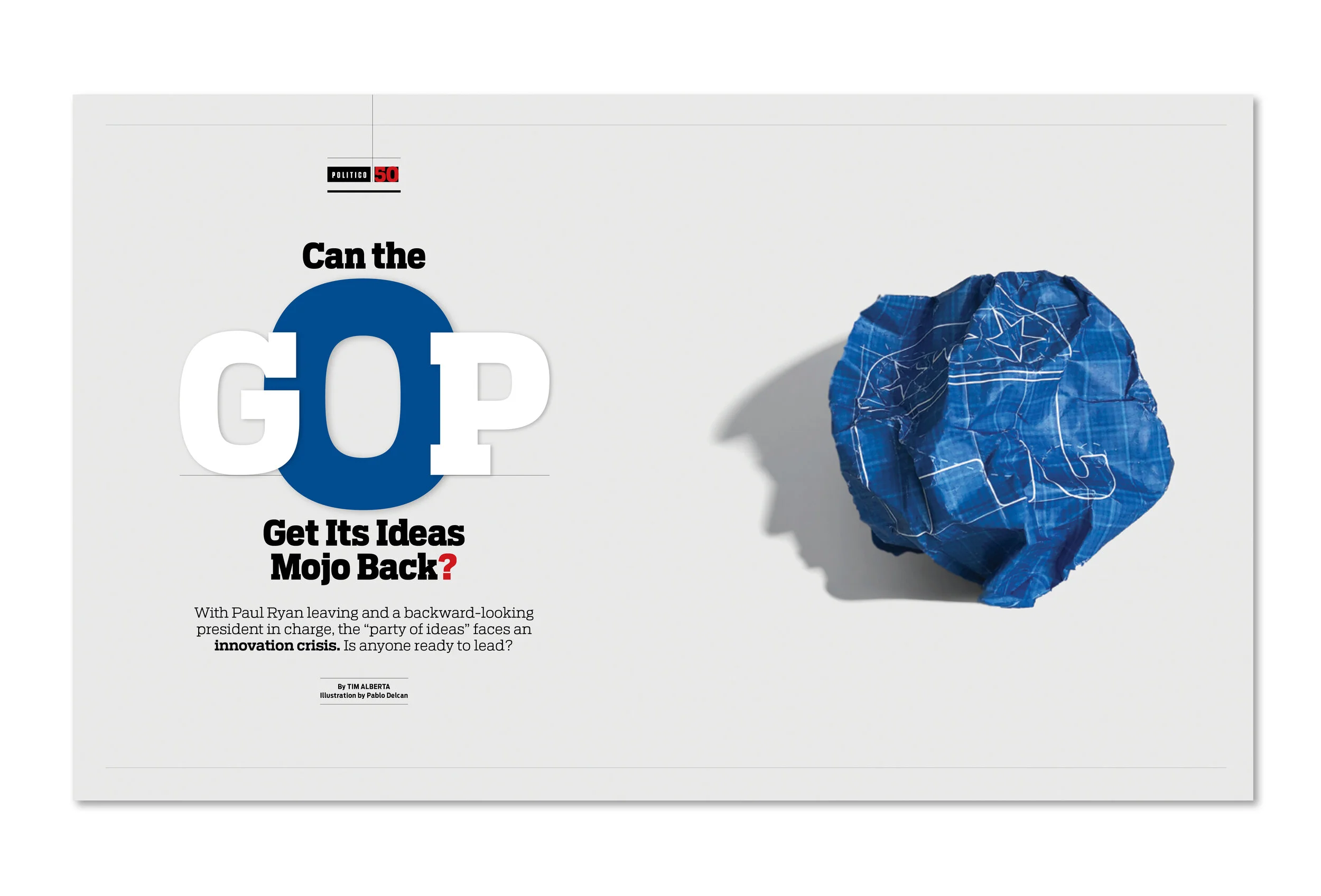 Art direction for Politico print magazine story. Illustration by Pablo Delcan.