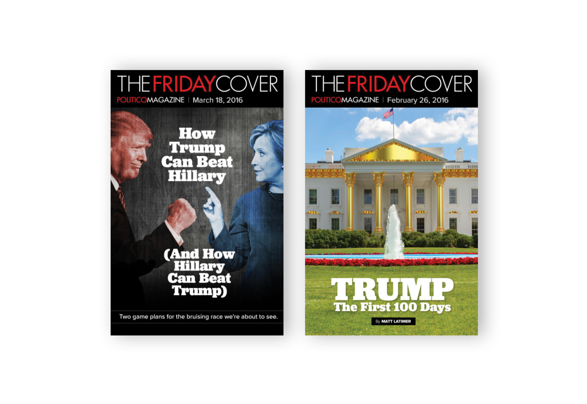 Design and photo illustrations for online Politico magazine covers