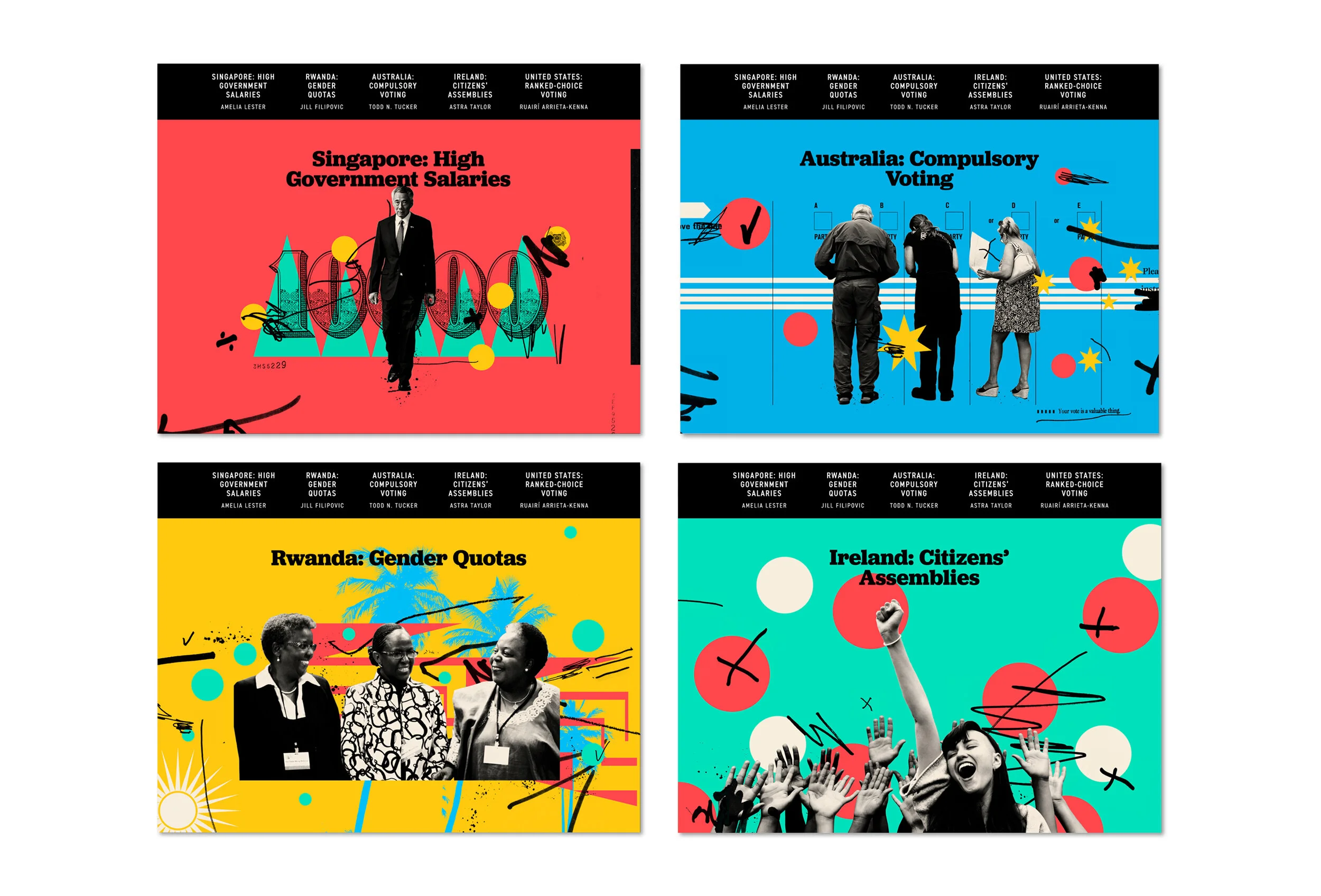 Art direction of illustrated series about political experiments around the world.