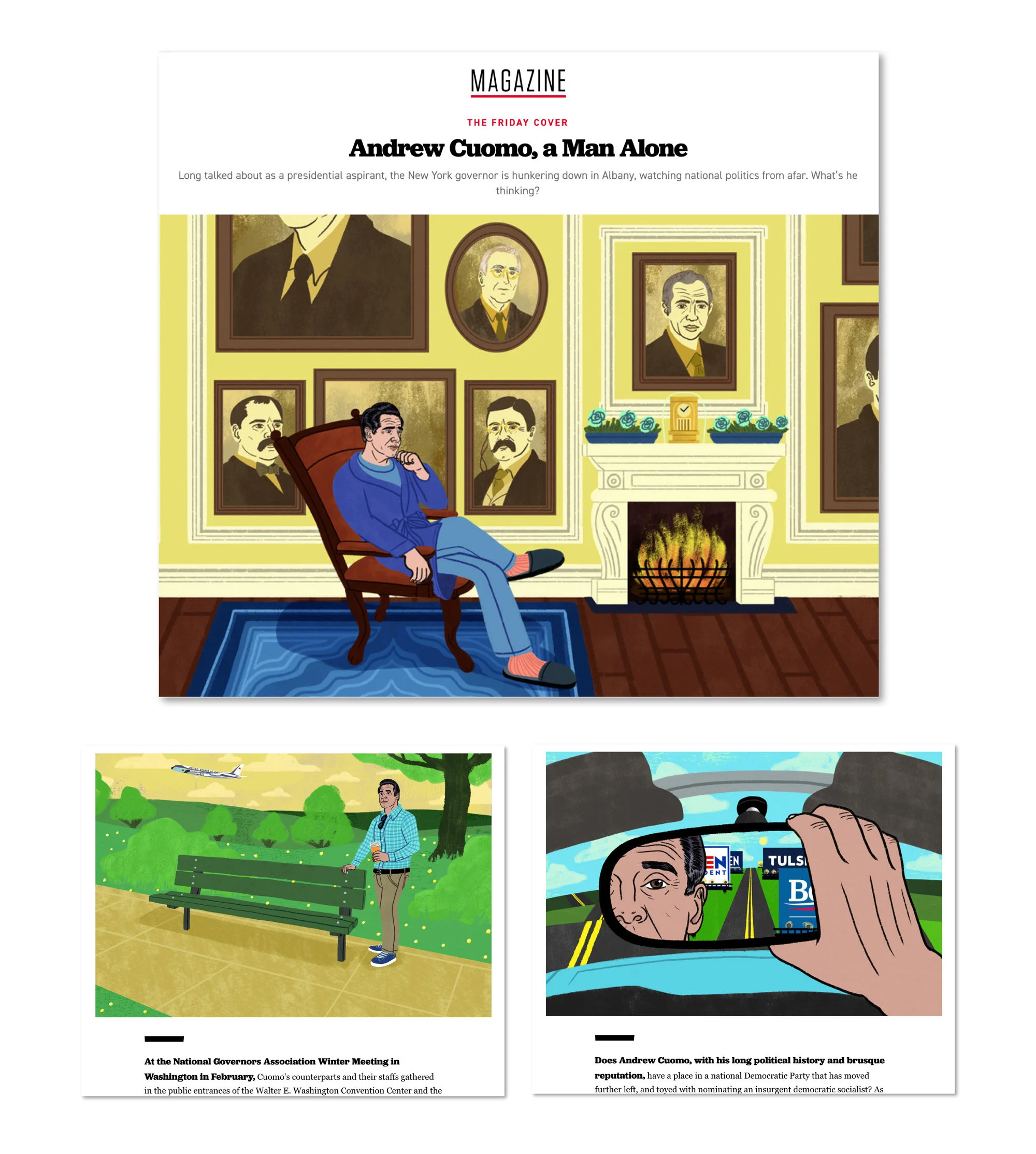Design and art direction for Politico online magazine story.  Illustrations by Daniel Fishel