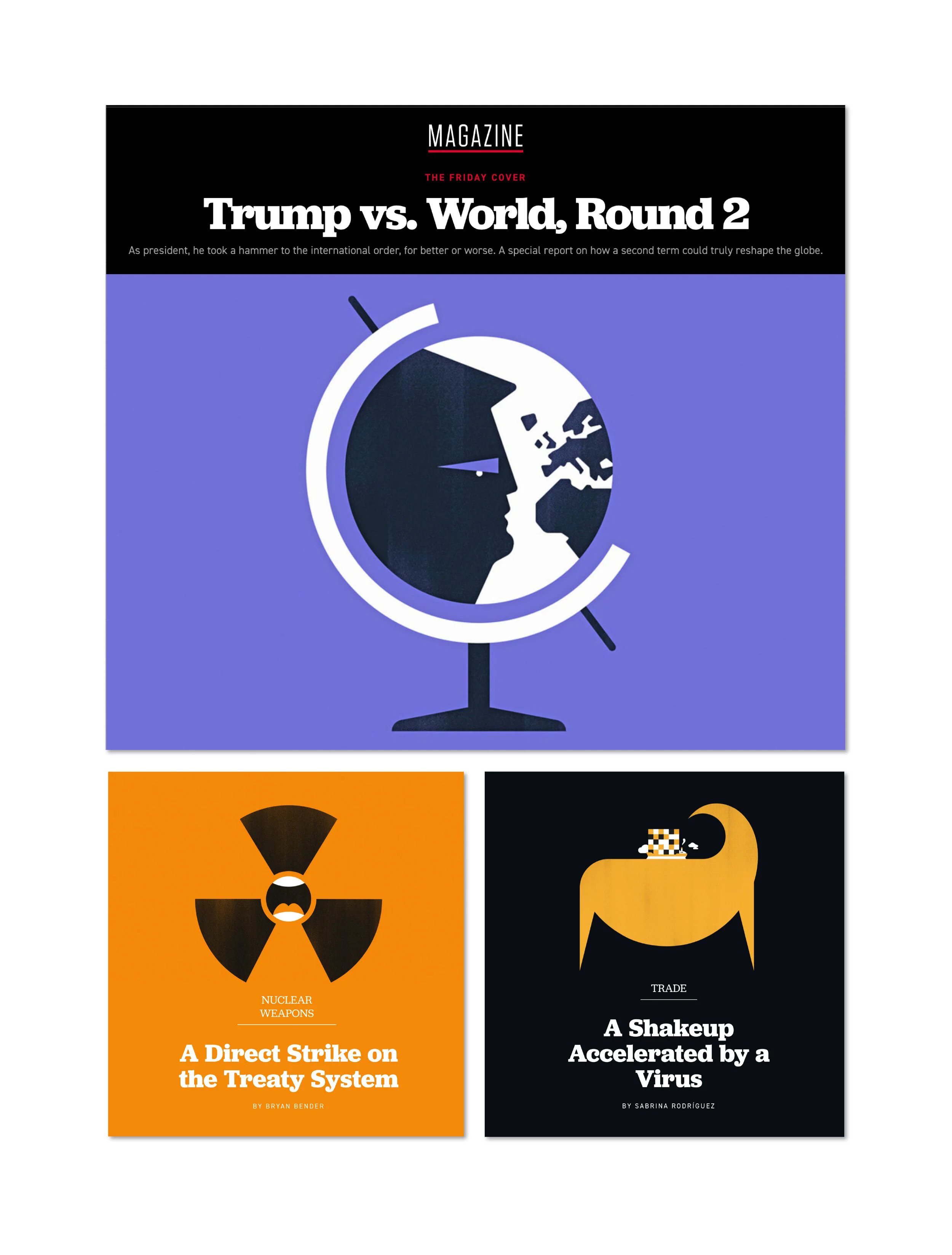 Design and art direction for Politico online magazine story. Illustrations by Giulio Bonasera.