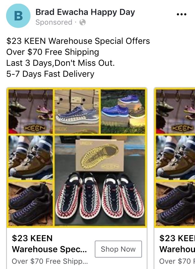 keen shoe sale on facebook