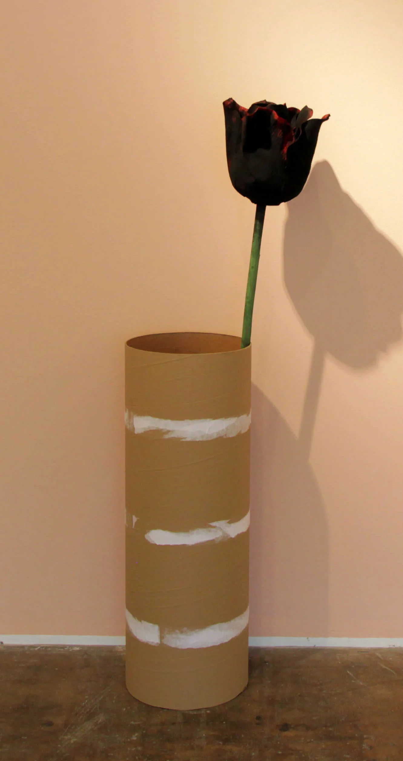 Untitled (for Jim Shaw) / 14" x 14" x 60" / Cardboard, paper, polyester, and pigment / 2016
