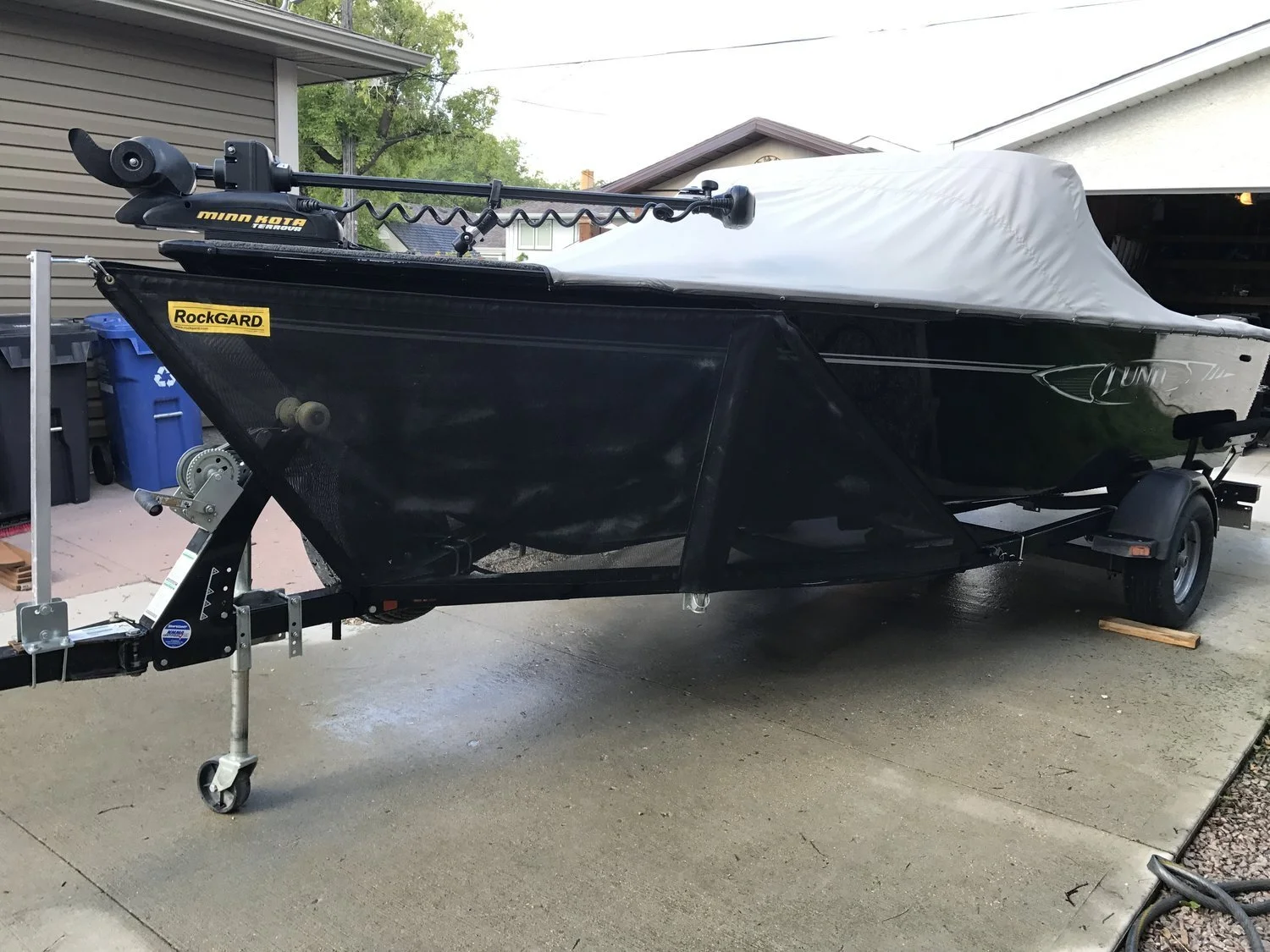 RockGARD V Front attached to a winterized boat