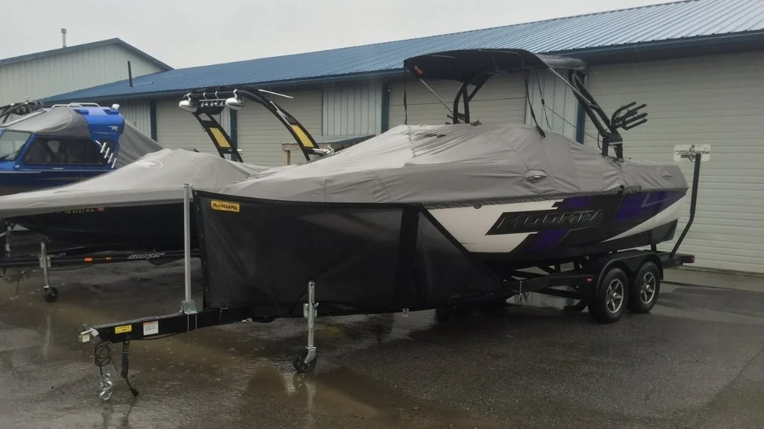 Blunt Front rock guard attached to surf boat