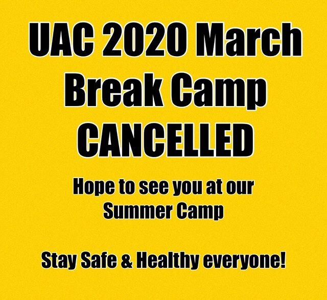 The spread of the Covid-19 virus has caused us to cancel our March Break Camp 😓. We will miss everyone and hope to see you at our summer camp!  Stay safe and healthy everyone - let&rsquo;s do our part to stop the spread of this virus.  www.ultimatec