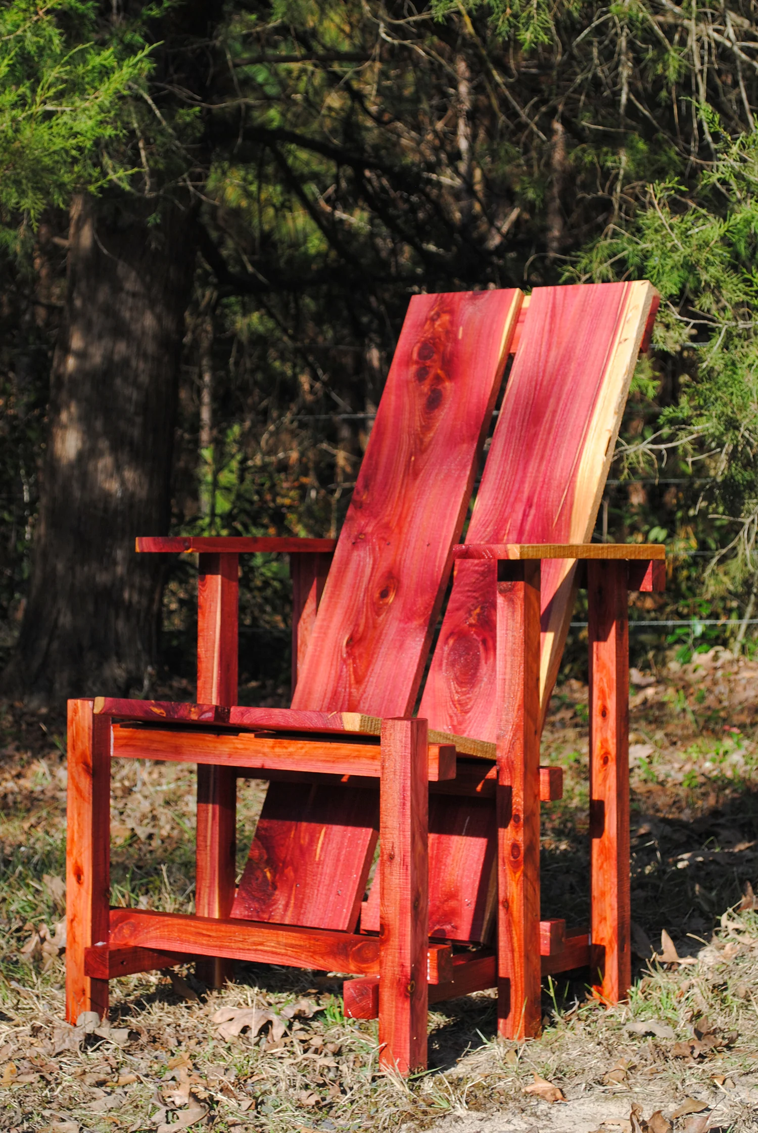 Freshly cut, you can see where eastern red cedar gets it's name. The color will fade to a nice warm tan. 