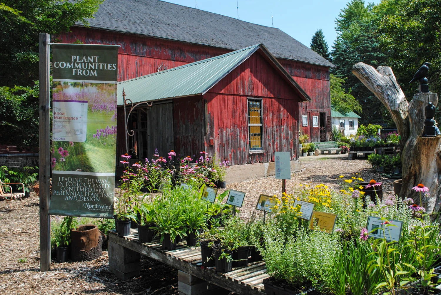 Good signage was effectively used at Northwind Perennial Farm. Also, notice how clean and weed free the ground is.