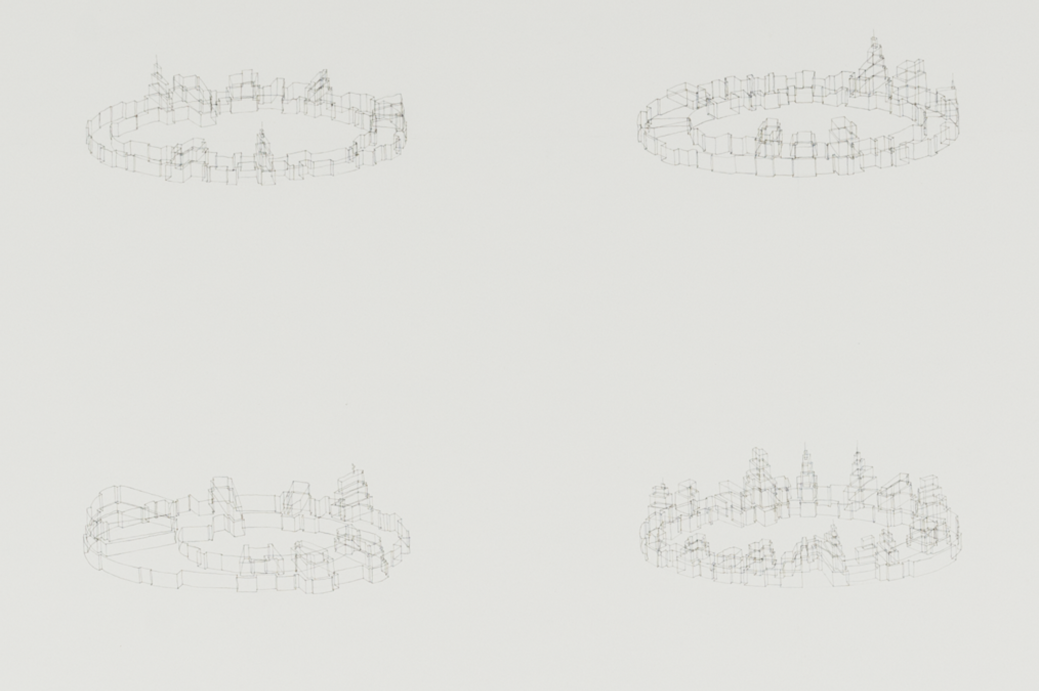 Isometric Drawing 7 (Fifteen Sketches for a Radial Building Complex)