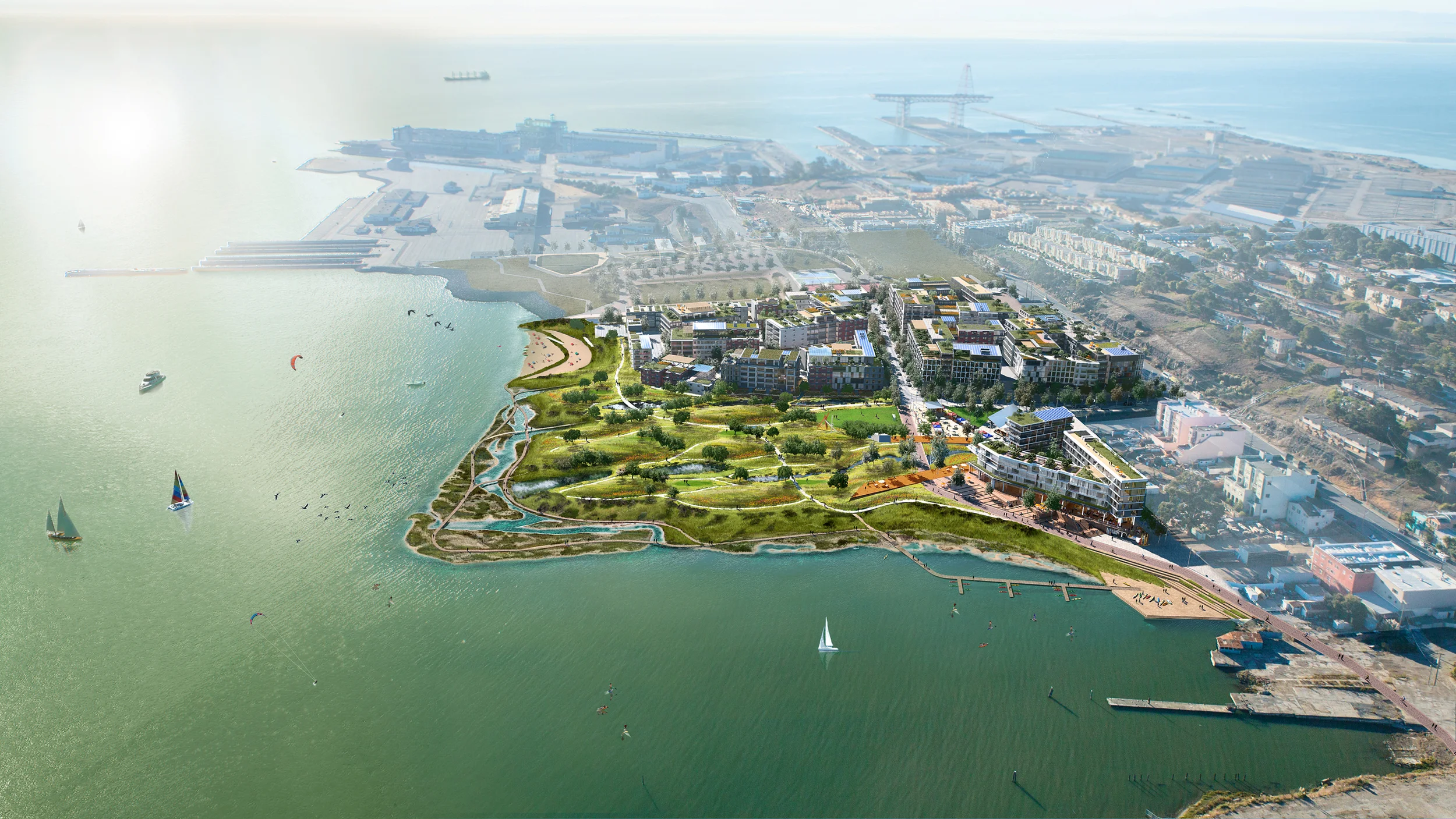 Aerial View from San Francisco Bay: &nbsp;Rendering by Steel Blue