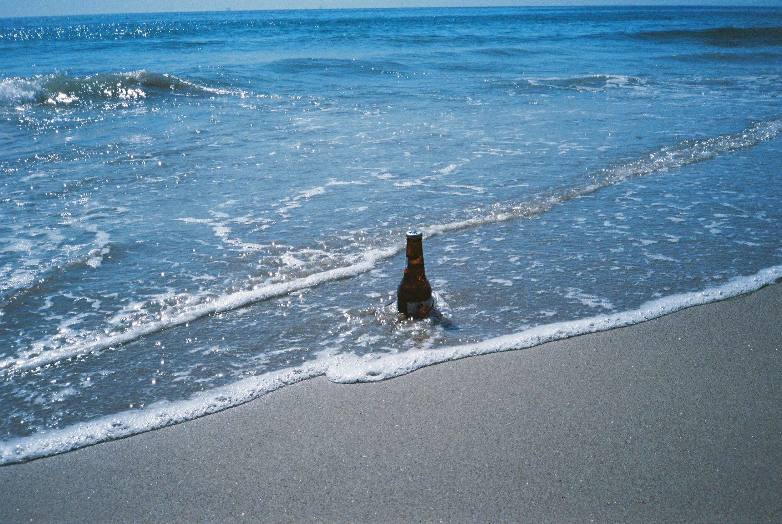 Bright idea #1 - when you forget the ice at the campground and the beer you brought to the beach is warm, stick it in the shoreline, wait 10 minutes and voila, an ice cold beer. Or in this case, a forgotten beer which was swept out to sea before being opened. Sept. 28, 2017.