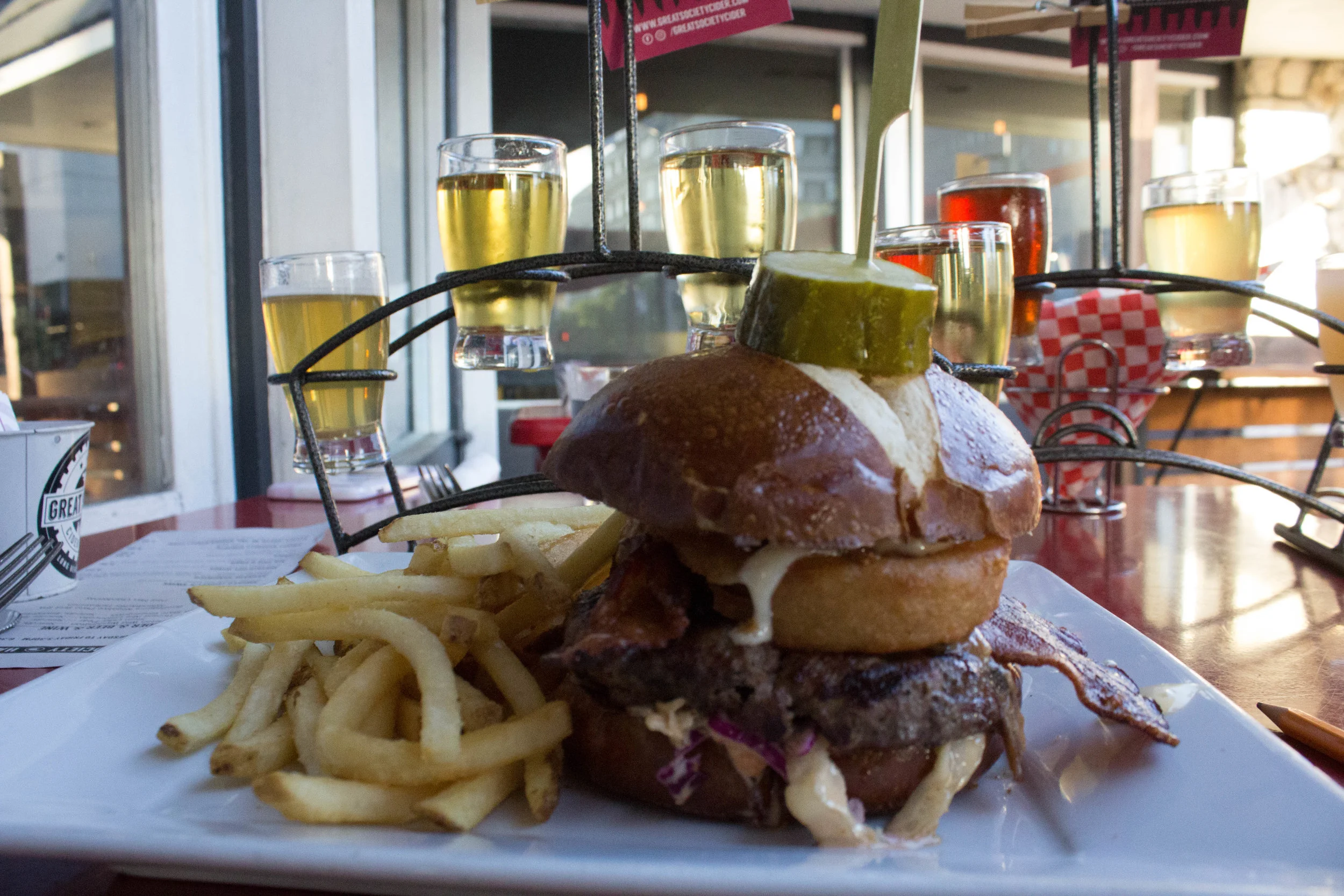 Irish Whiskey Burger and Fries. Photo Credit: Jaron Cofield