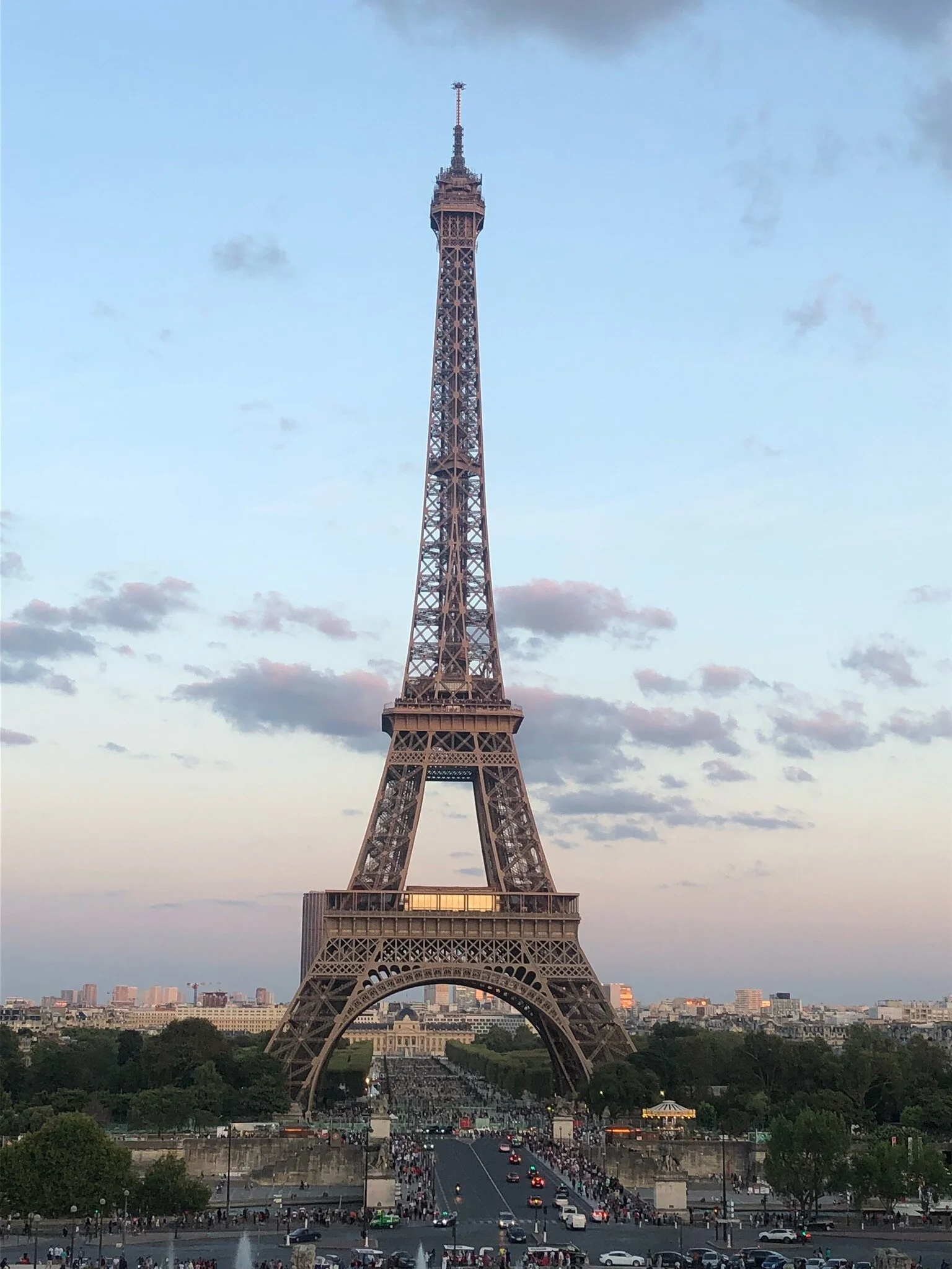 The Eiffel Tower sparkles for five minutes every hour, on the hour, in the evenings.