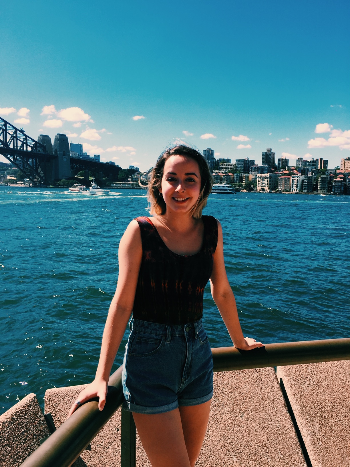 •   Intern Jillian Meehan and Sydney Harbour bridge