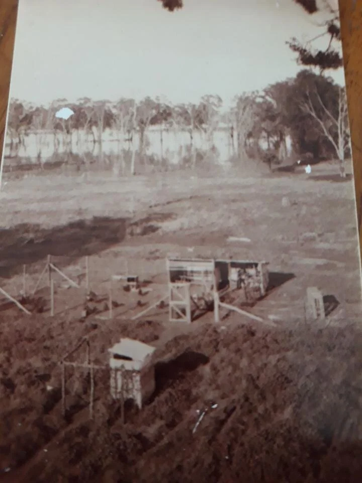 • Photo of my parents’ farm during the four month 1956 flood of our farm, and taken from a Gypsy Moth biplane as the pilot dropped a sugar bag of food over to keep us going