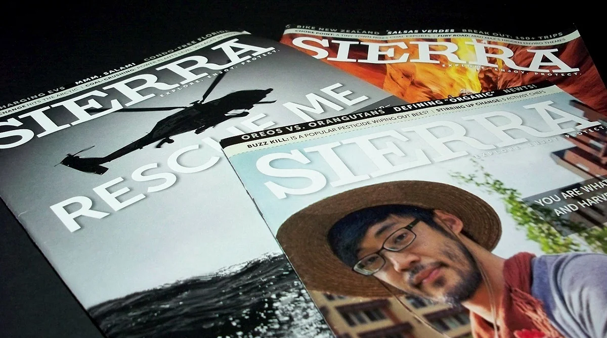 These days, I work at Sierra Magazine as the Art Director. We recently did a redesign of the magazine that our readers really like (which in my experience is quite unusual, especially the first few issues). The new logo was designed by designer Jeremy Mickel, who absolutely knocked it out of the park. We also use his font, Shift , in the magazine.