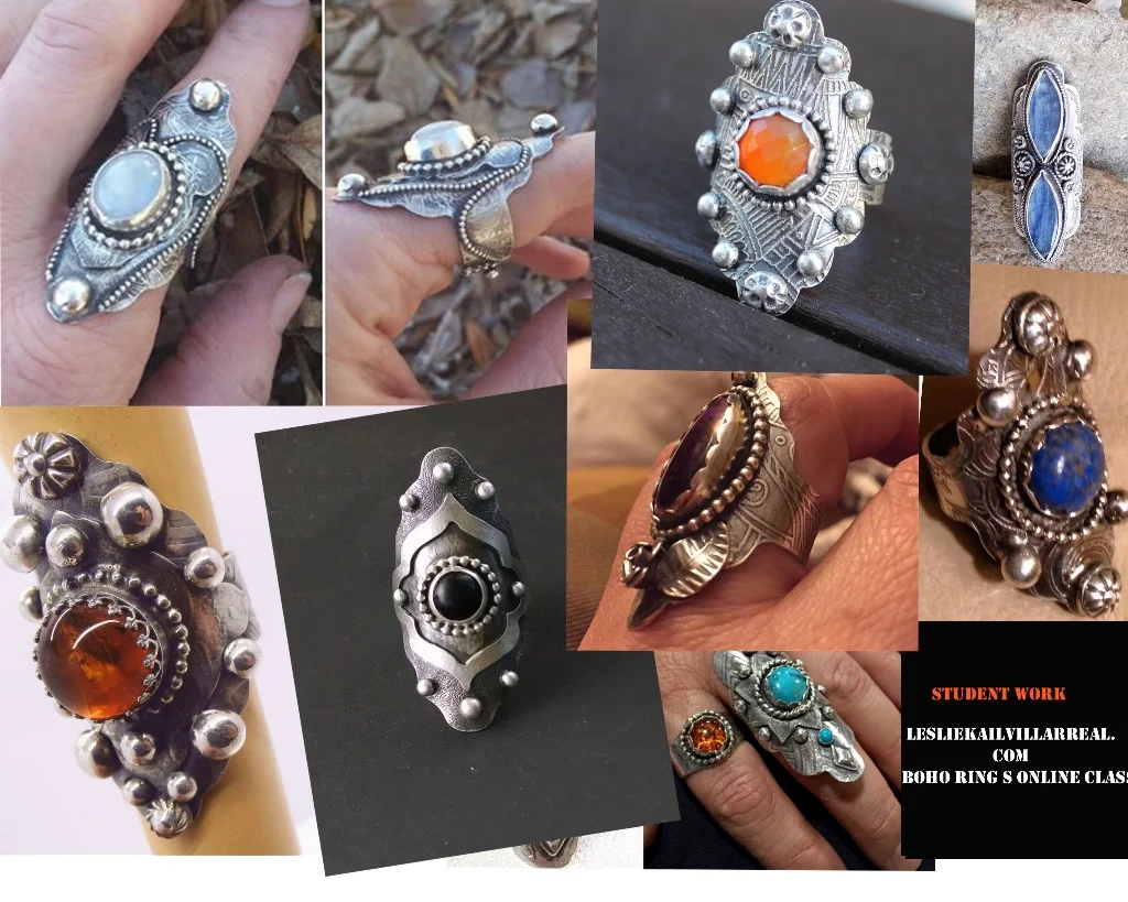 above: students work from Boho Ring class
