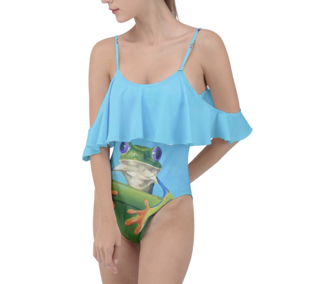 shoulder ruffle swimsuit