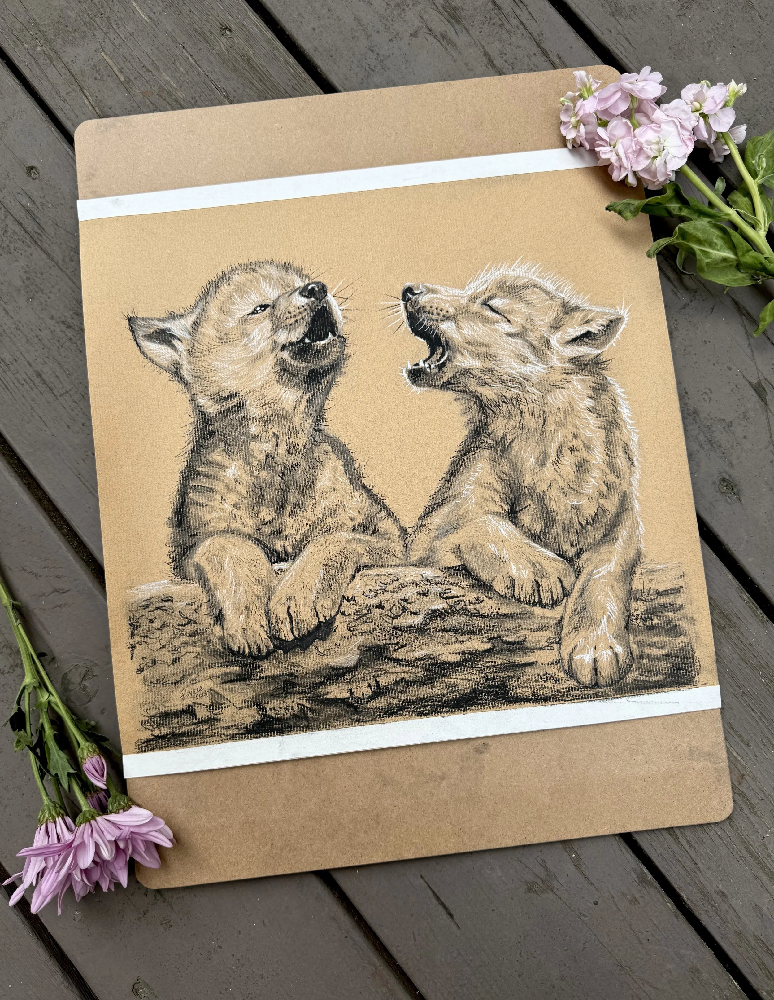 Wolf Cubs with Flowers.jpg