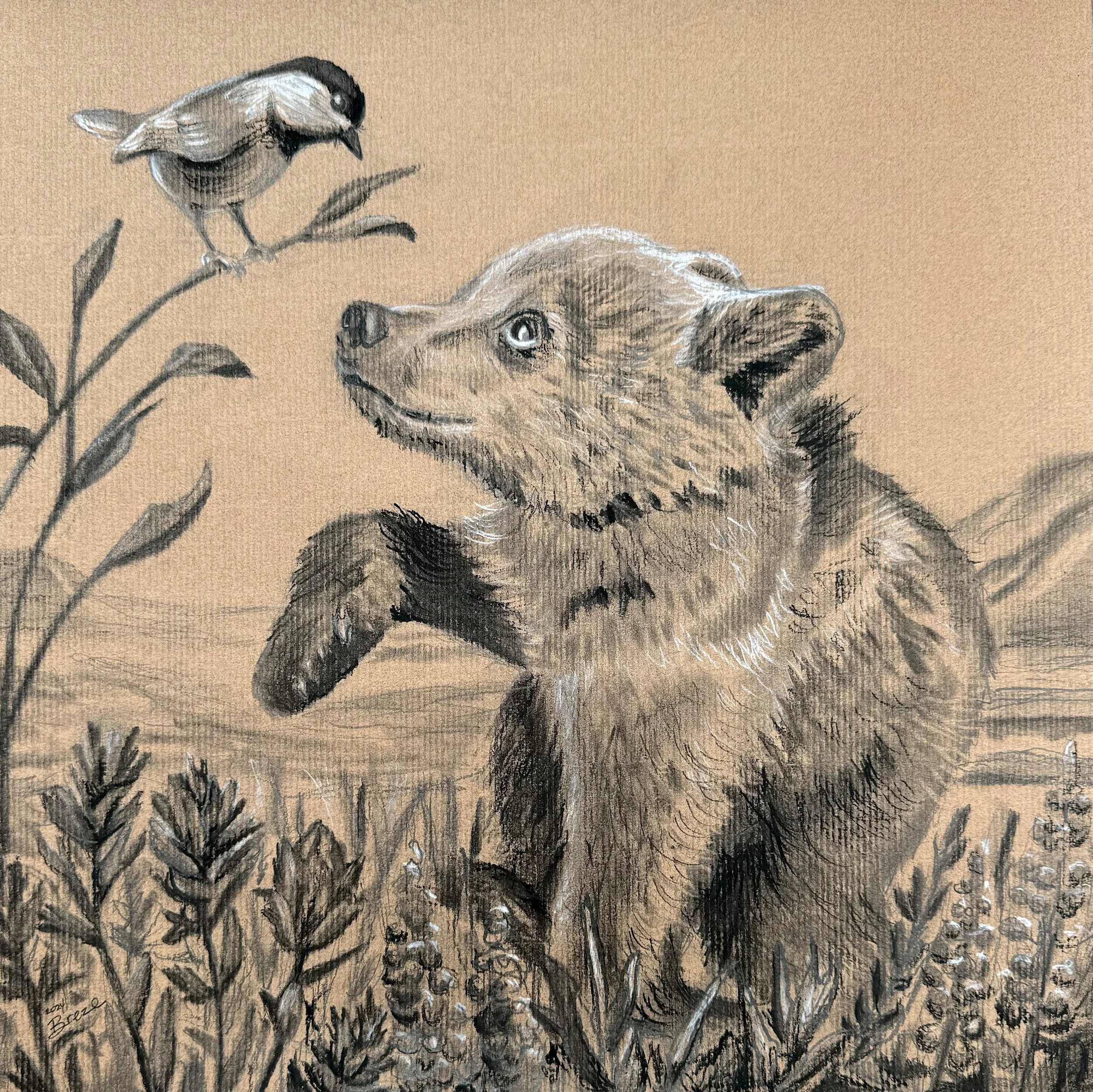 Bear Cub and Bird.jpg