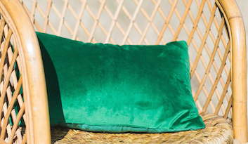 Martha Green Velvet Lumbar Pillow