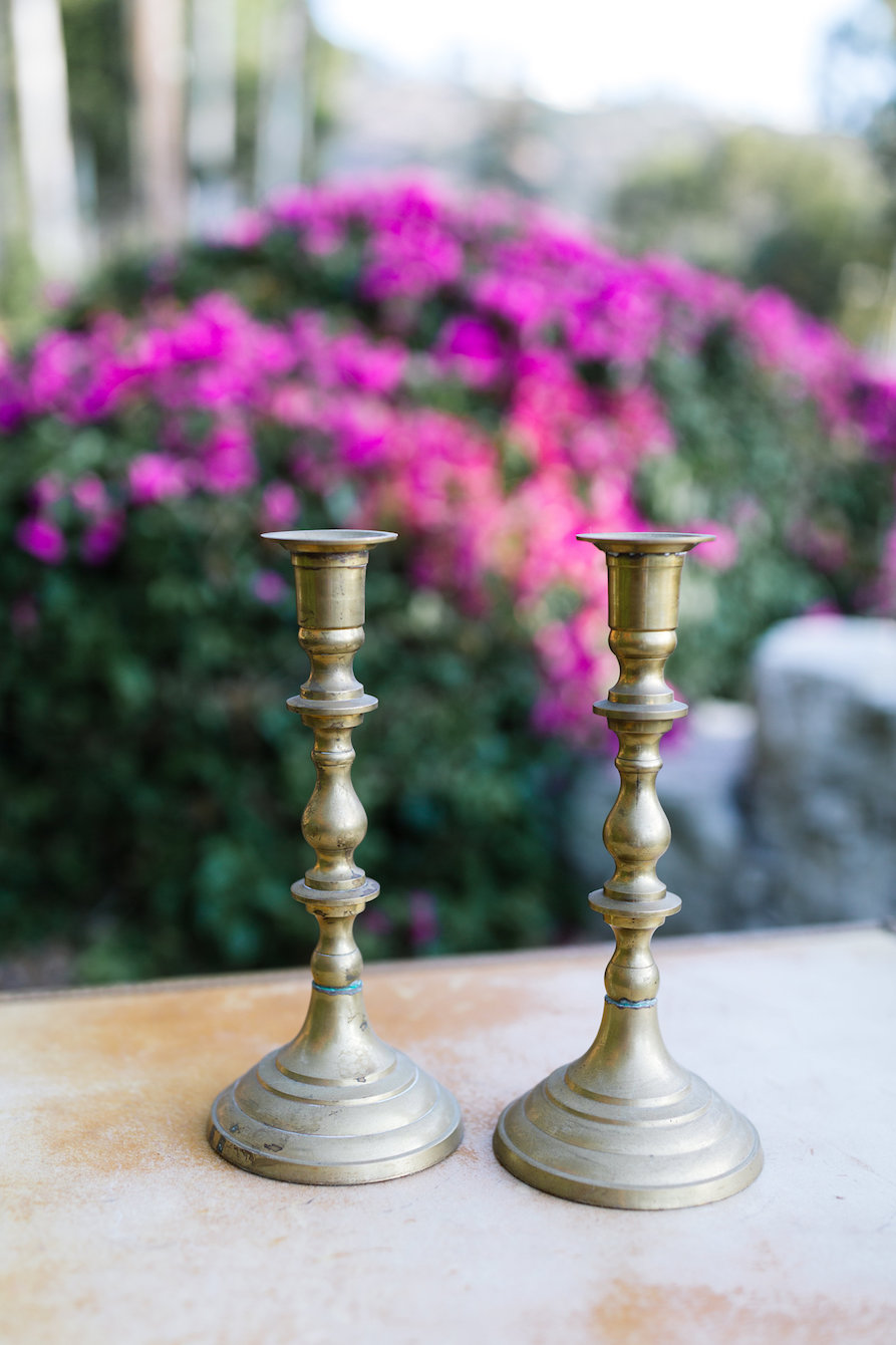Parker Tall Brass Candlesticks, Set of Two
