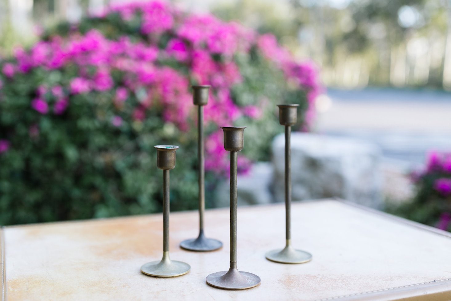 Mia Tapered Brass Candlesticks, Set of Four