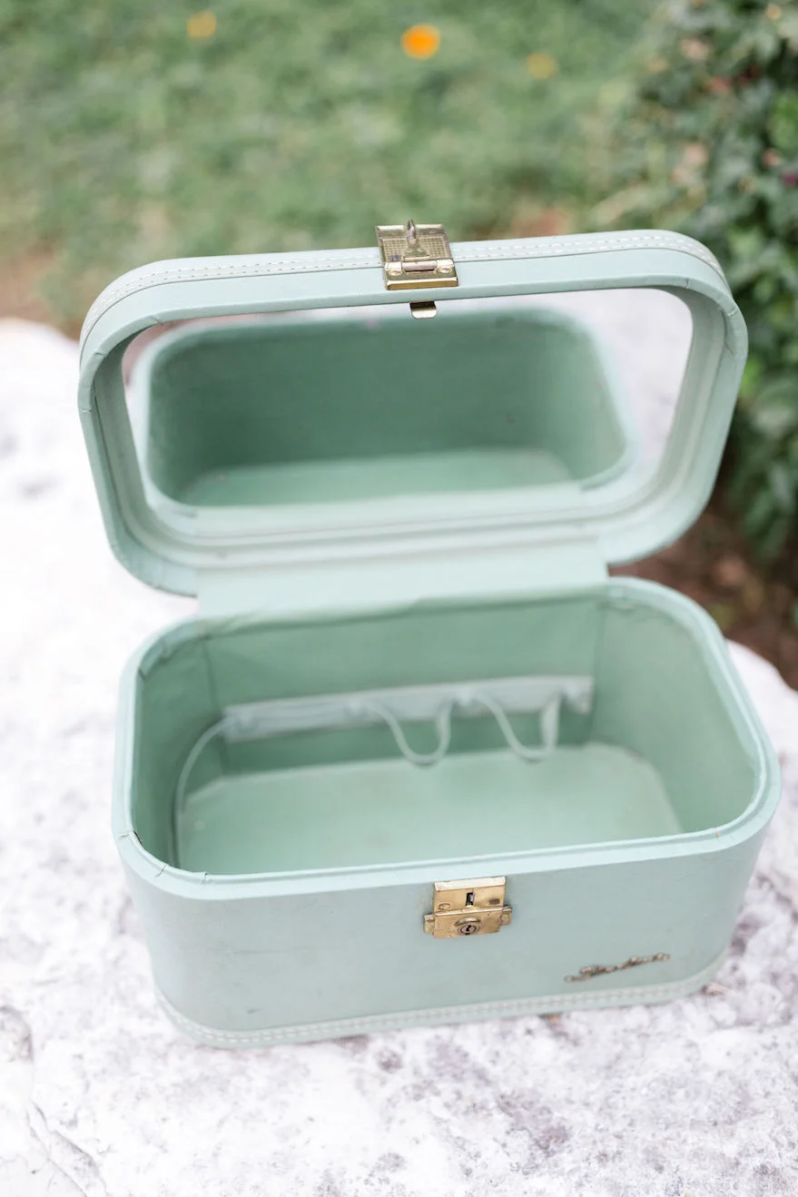 Marjorie Green Train Case 4 - Provenance Vintage Rentals Los Angeles Vintage Luggage Rentals Near Me Prop Rental Prop Styling Vintage Wedding Decor Rentals Travel Theme Wedding Decor Rental Party Rentals Near Me.jpg