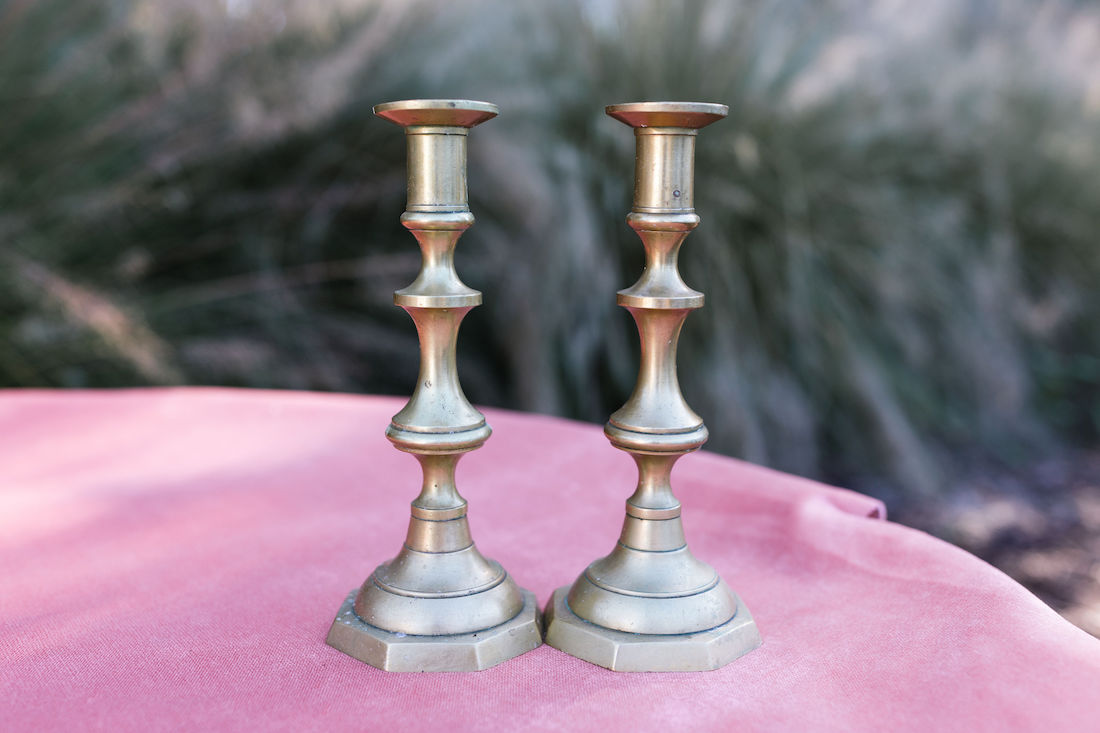 Lara Brass Candlesticks, Set of Two