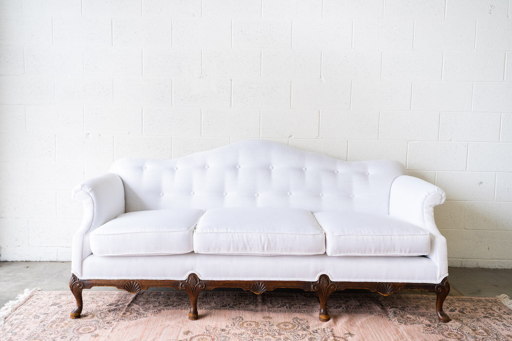 White Camelback Sofa, White Leather Sofa Los Angeles