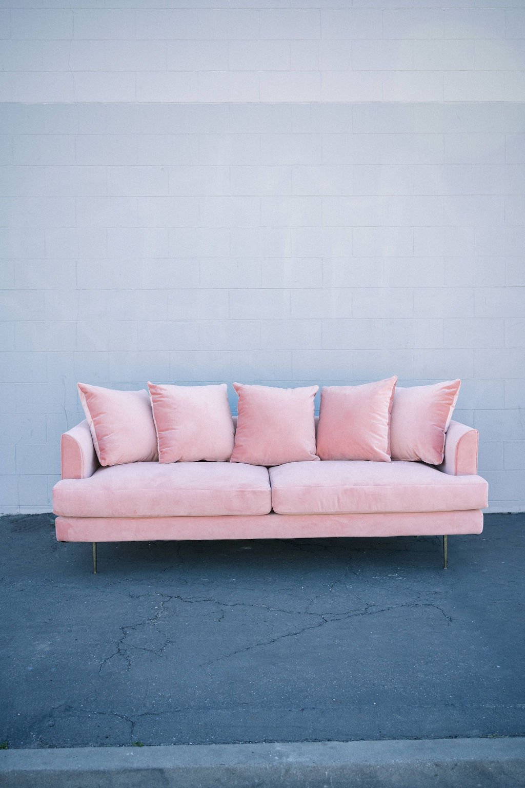 Halston Coral Pink Velvet Sofa