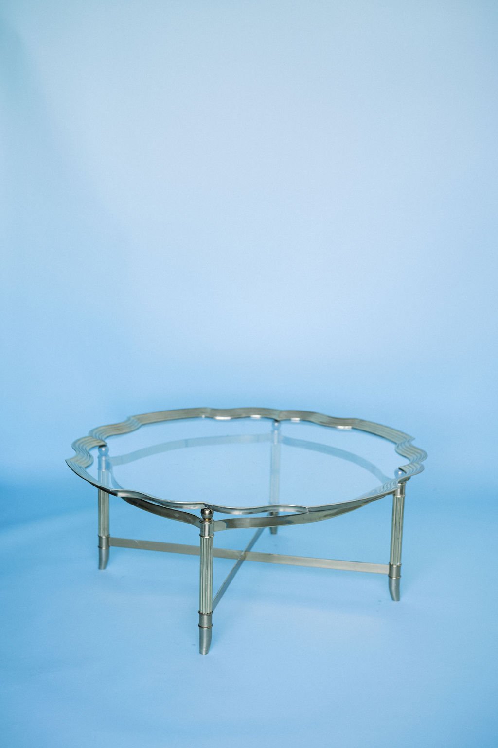 Adrienne Scalloped-Edge Brass Coffee Table