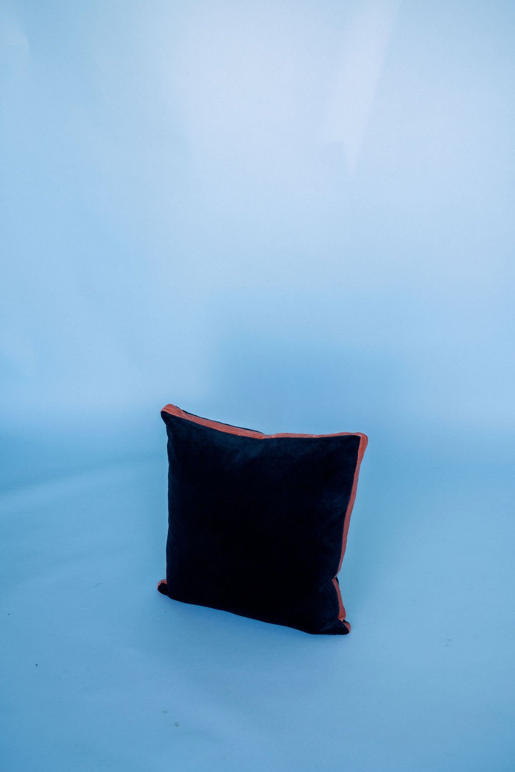 South Bay Navy Blue Velvet Throw Pillow with Pink Border
