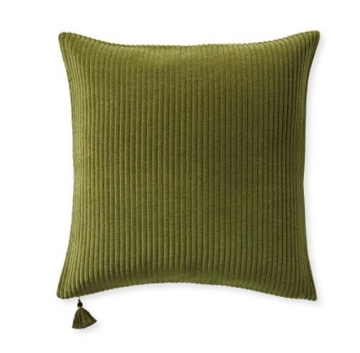 Moss Green Corduroy Pillow with Tassel