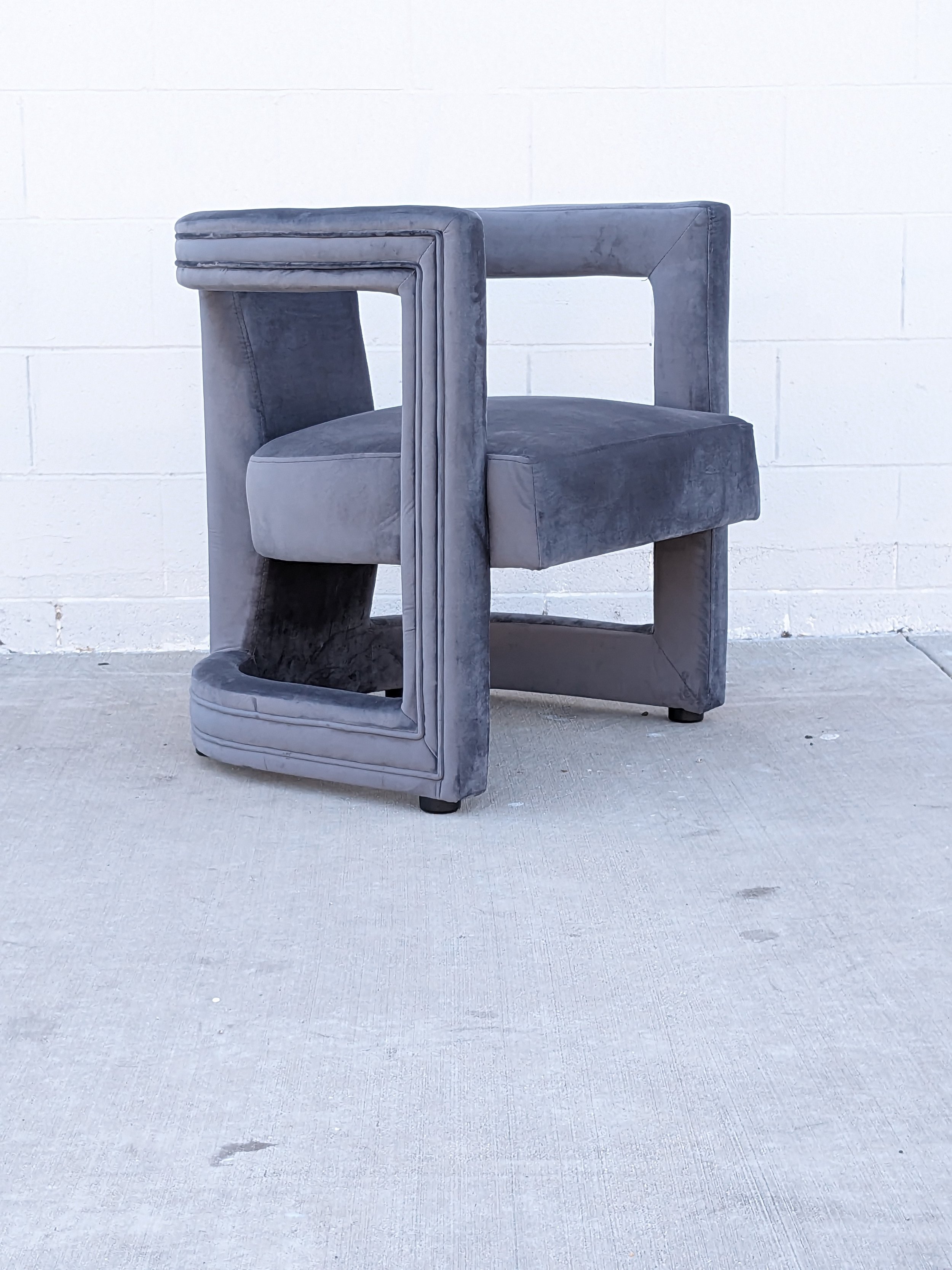 Keely Grey Velvet Barrel Chair