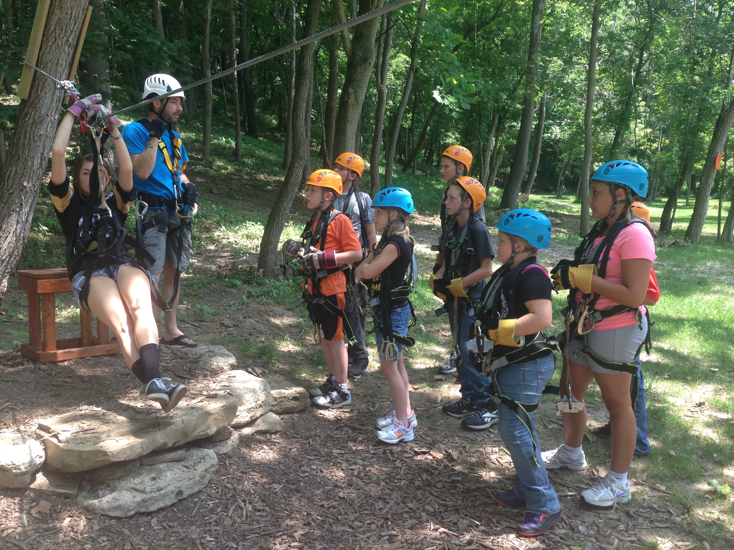 Expert Zip Line guides and youth group 