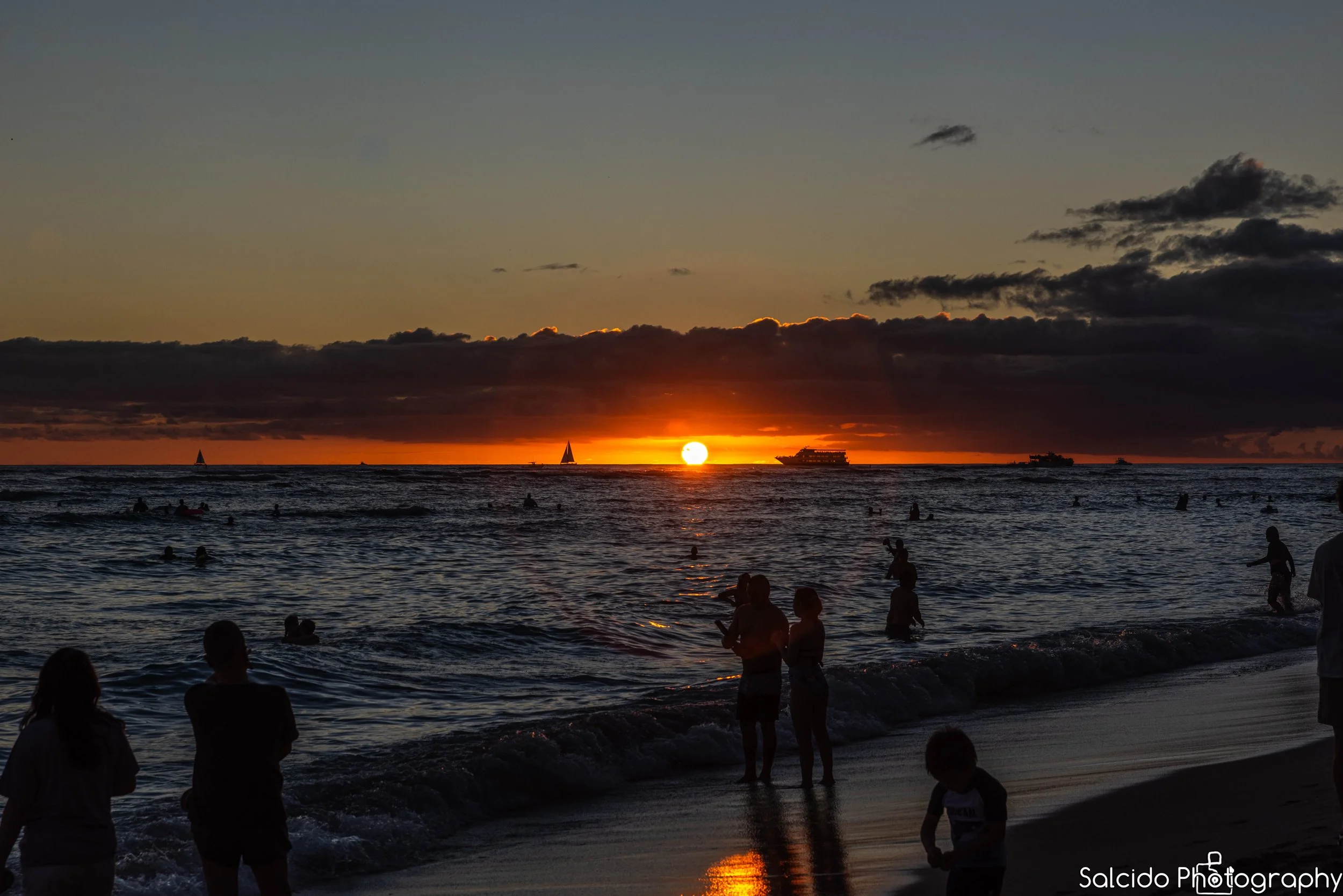 Sunset on Waikiki Beach