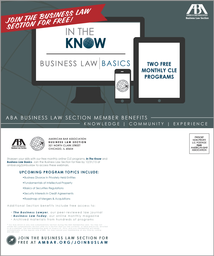Business Law CLE Programs | Recruitment Postcard