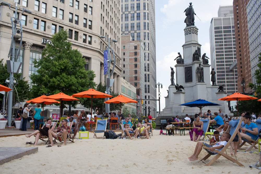 City Beach in Campus Martius Park, Detroit.