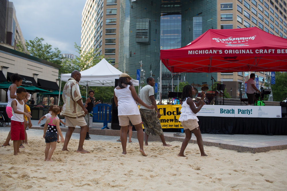 City Beach in Campus Martius Park, Detroit.