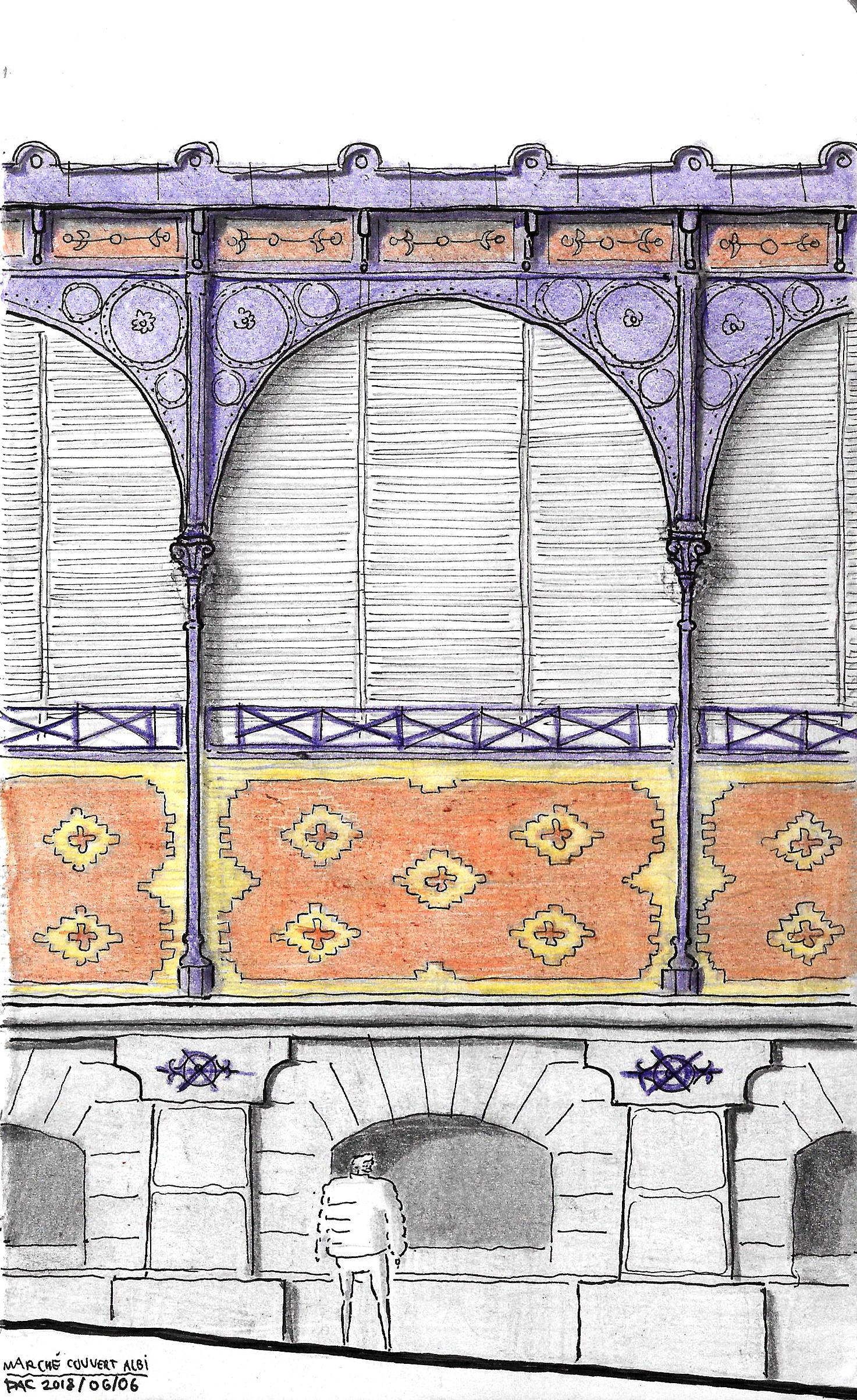 Marche Couvert of Albi Facade Detail