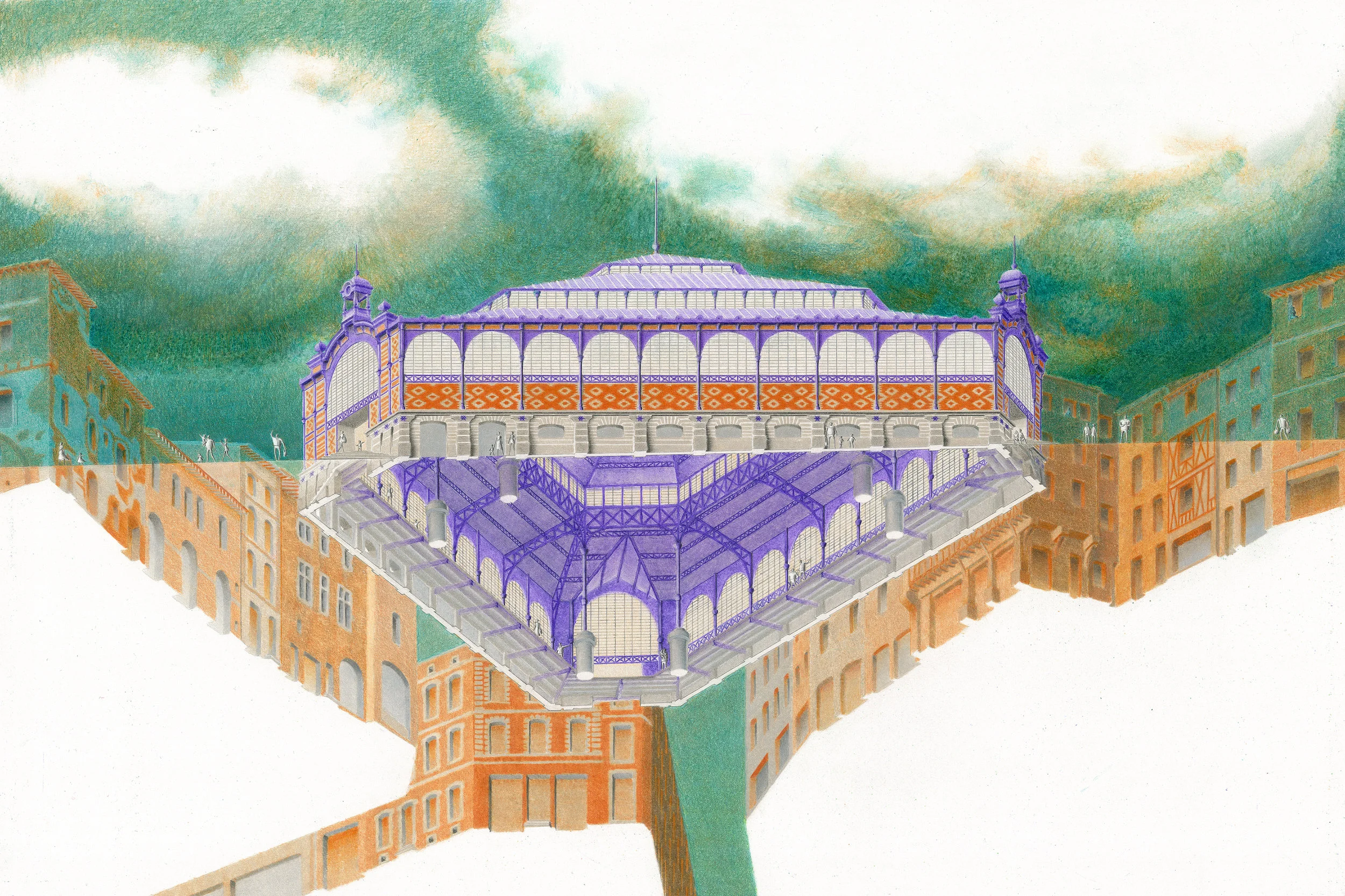 Marché couvert d’Albi by Téophile Burgeois &amp; André Michelin Worm’s-eye View © 2018 Western European Architecture Foundation