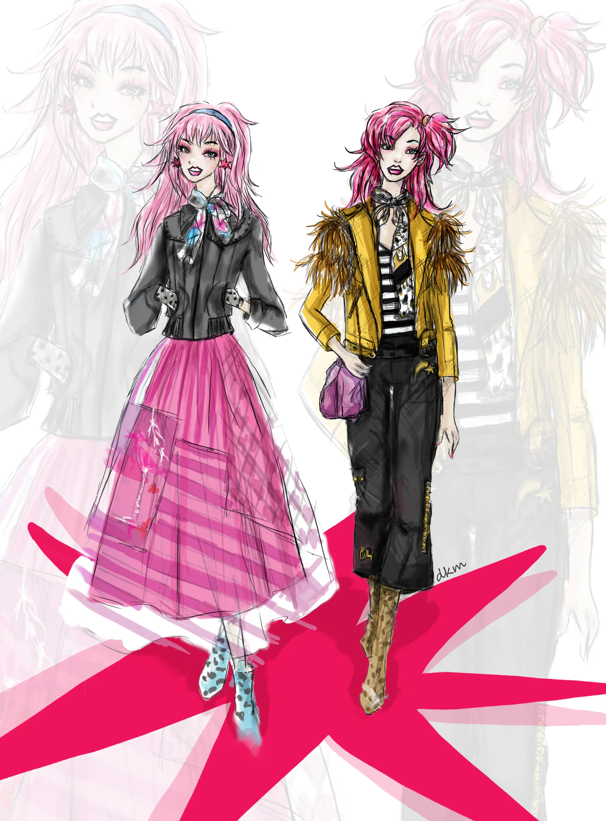 Sketch: Jem and Kimber in Marc Jacobs - Resort 17