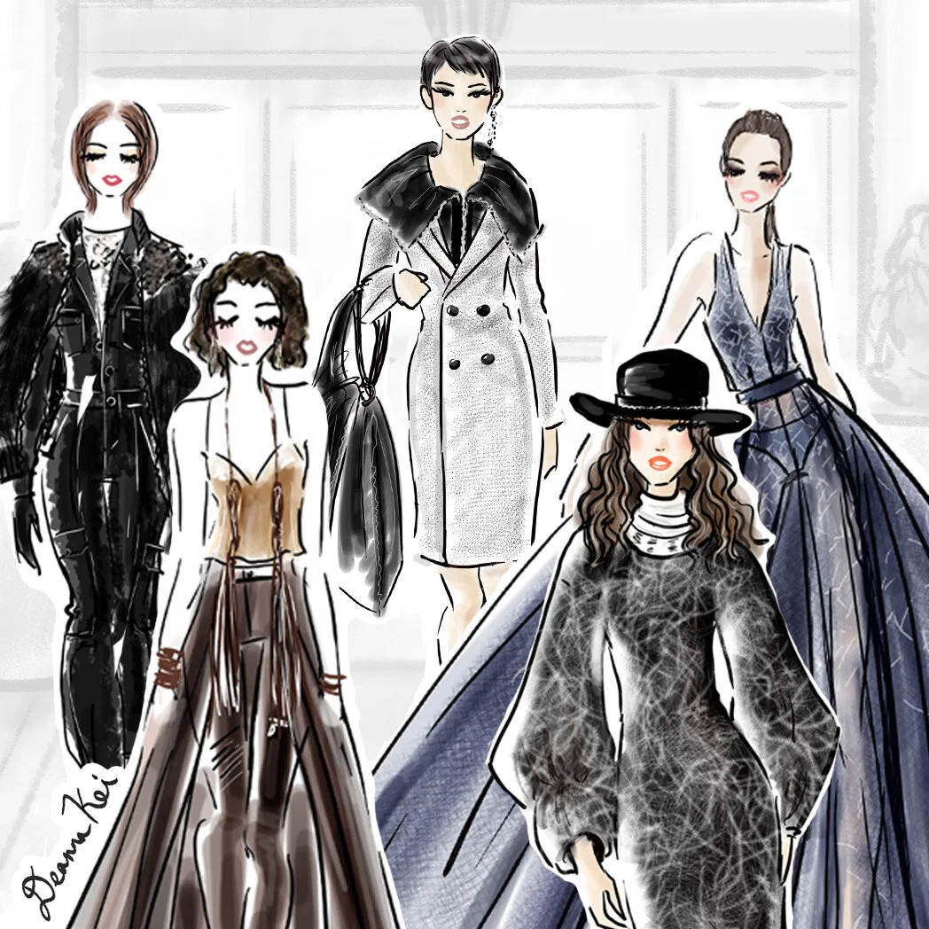 NYFW FW2020 Illustration from the following designer collections: Manishii, Nadine by Nadia, Chun Han, JustinXX, Randi Rahm