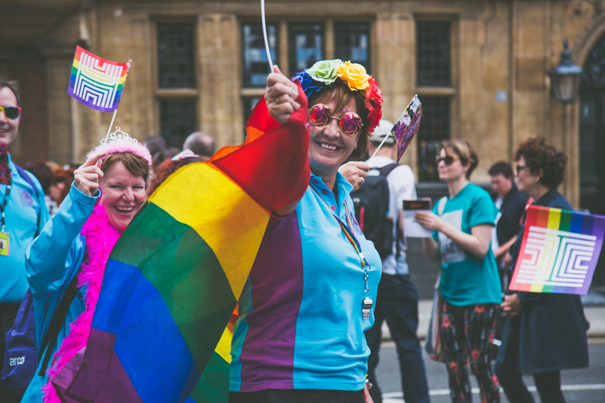 Waving a large pride flag