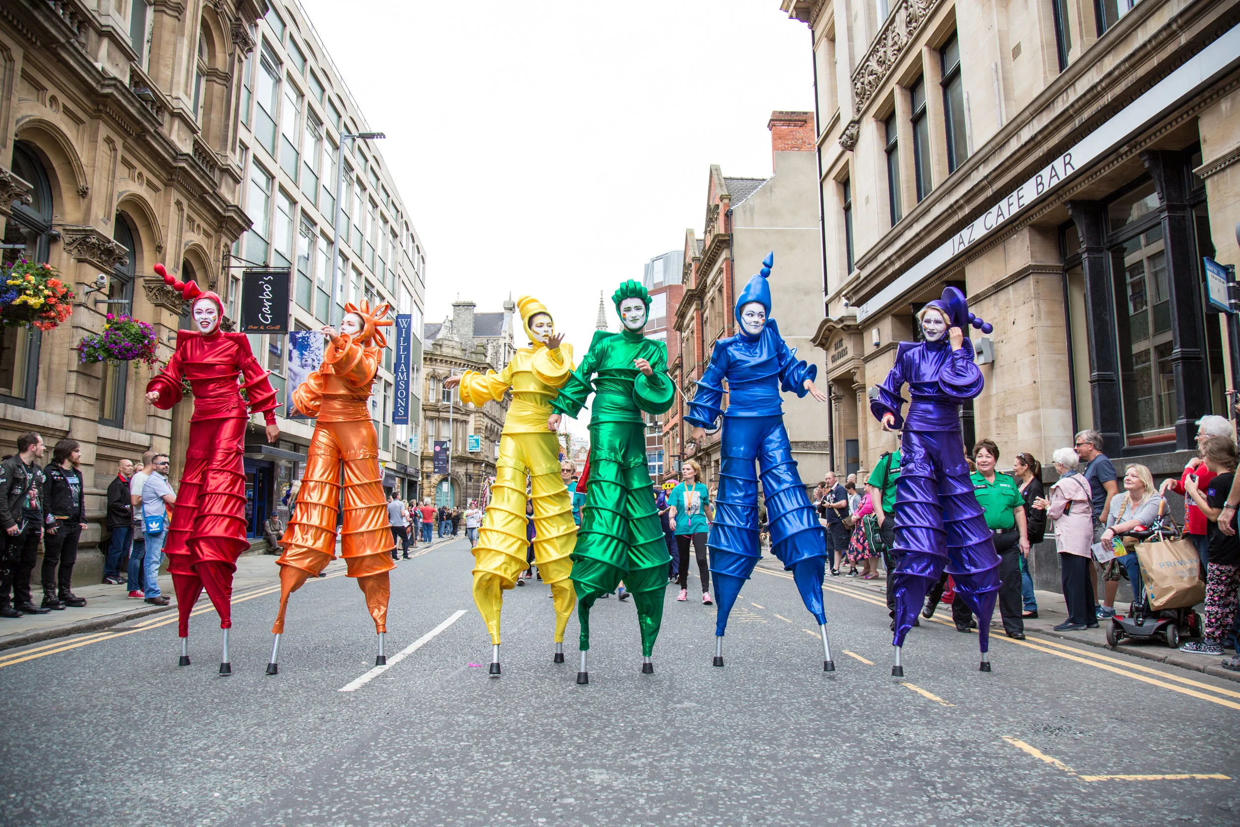 The Rainbow Stilt Walkers at UK Pride in Hull